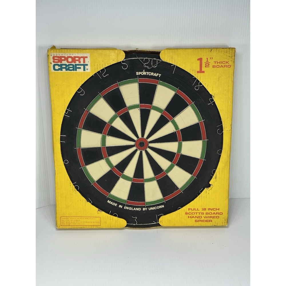 VTG Sport Craft Deluxe English Dart Board 18 In Scott's Board Hand Wired Spider